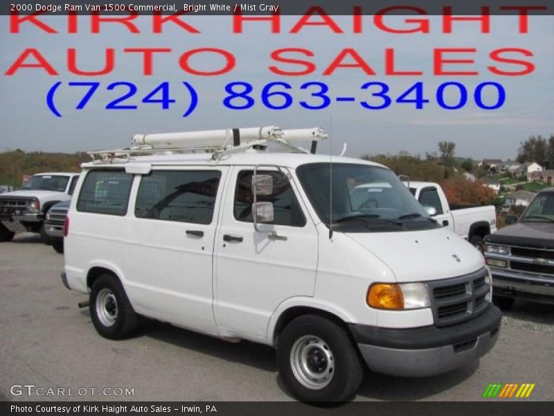Bright White / Mist Gray 2000 Dodge Ram Van 1500 Commercial
