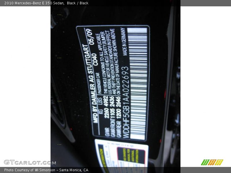 Black / Black 2010 Mercedes-Benz E 350 Sedan