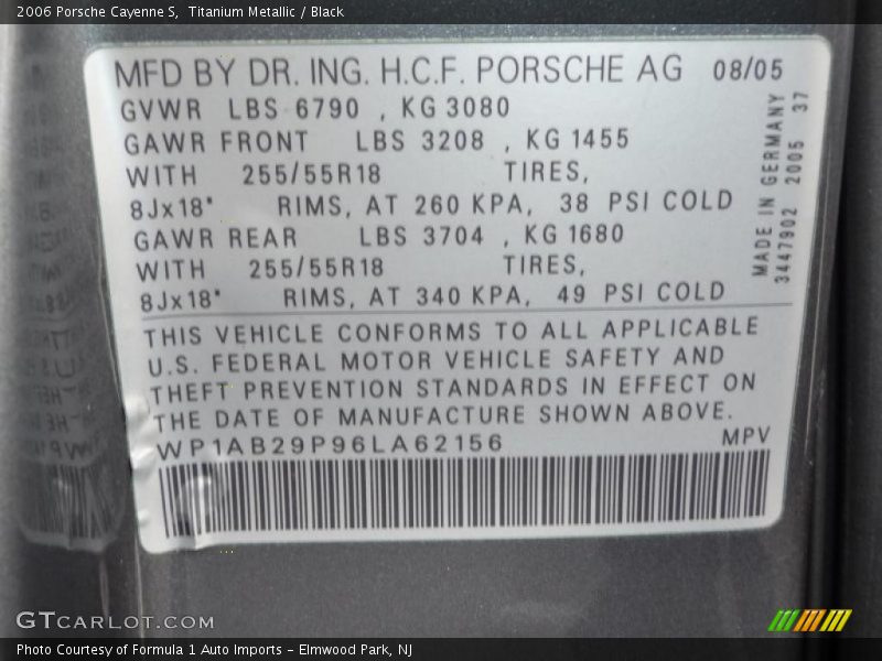 Titanium Metallic / Black 2006 Porsche Cayenne S