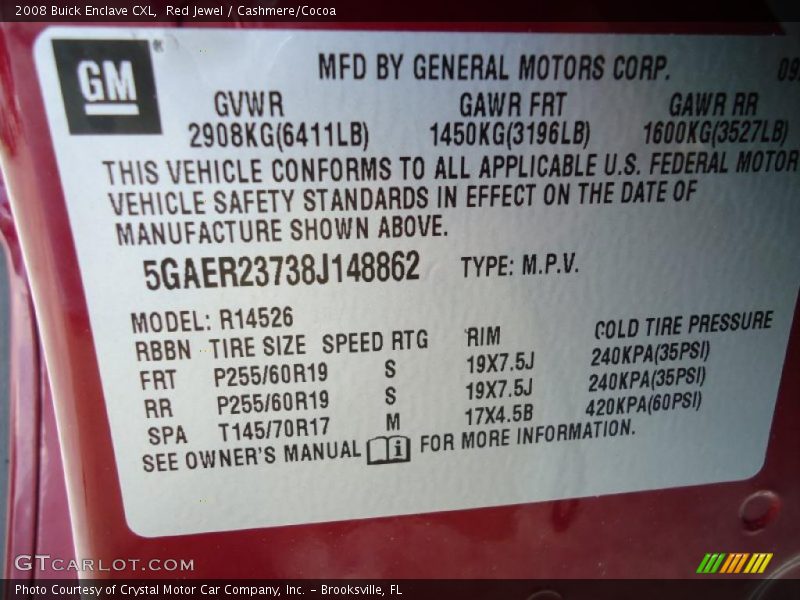 Red Jewel / Cashmere/Cocoa 2008 Buick Enclave CXL