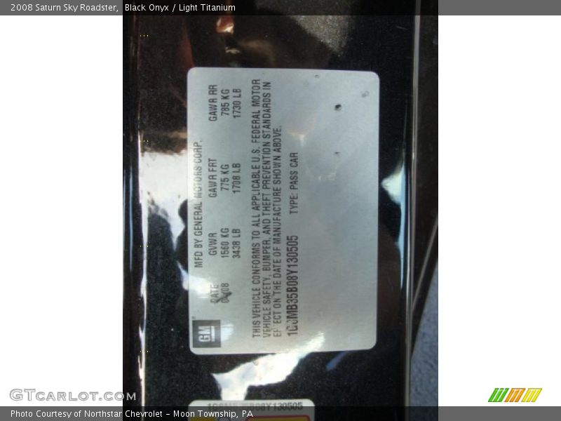 Black Onyx / Light Titanium 2008 Saturn Sky Roadster