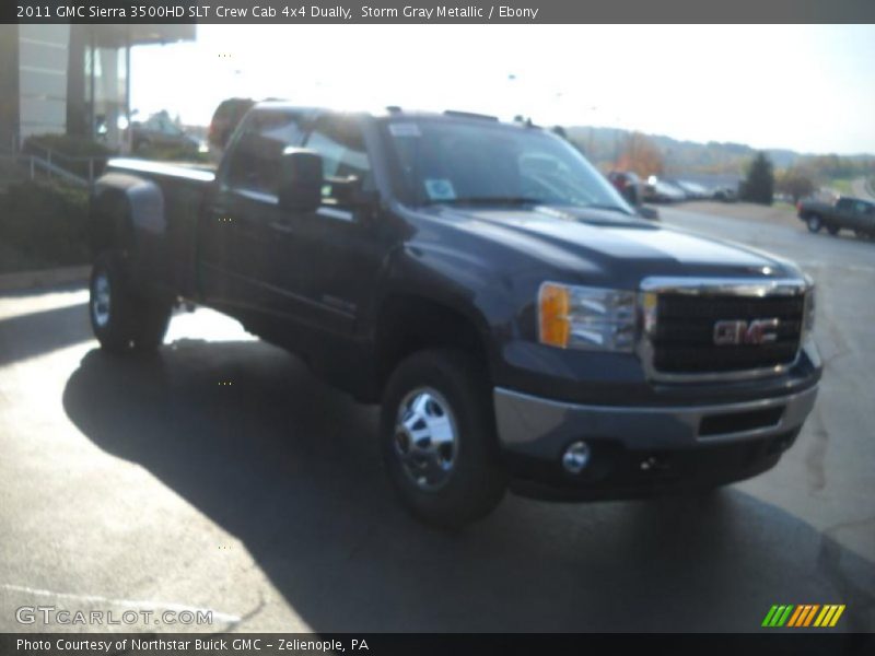 Storm Gray Metallic / Ebony 2011 GMC Sierra 3500HD SLT Crew Cab 4x4 Dually