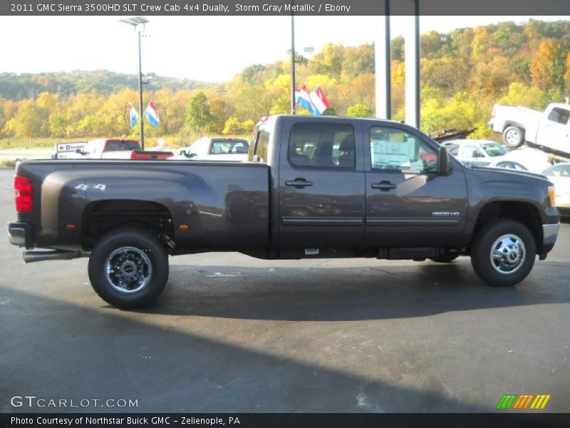 Storm Gray Metallic / Ebony 2011 GMC Sierra 3500HD SLT Crew Cab 4x4 Dually