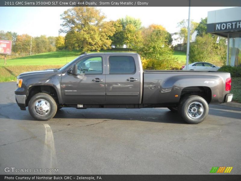 Storm Gray Metallic / Ebony 2011 GMC Sierra 3500HD SLT Crew Cab 4x4 Dually