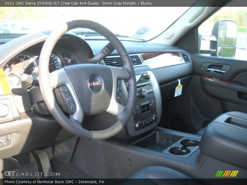 Storm Gray Metallic / Ebony 2011 GMC Sierra 3500HD SLT Crew Cab 4x4 Dually