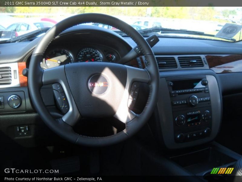 Storm Gray Metallic / Ebony 2011 GMC Sierra 3500HD SLT Crew Cab 4x4 Dually
