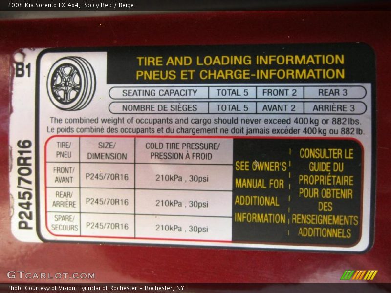 Spicy Red / Beige 2008 Kia Sorento LX 4x4