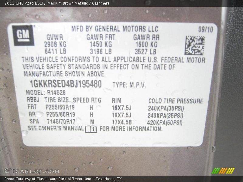 Medium Brown Metallic / Cashmere 2011 GMC Acadia SLT