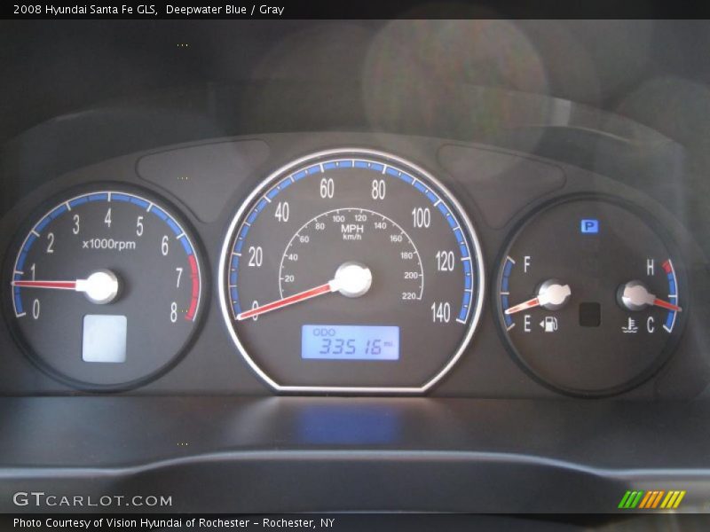 Deepwater Blue / Gray 2008 Hyundai Santa Fe GLS