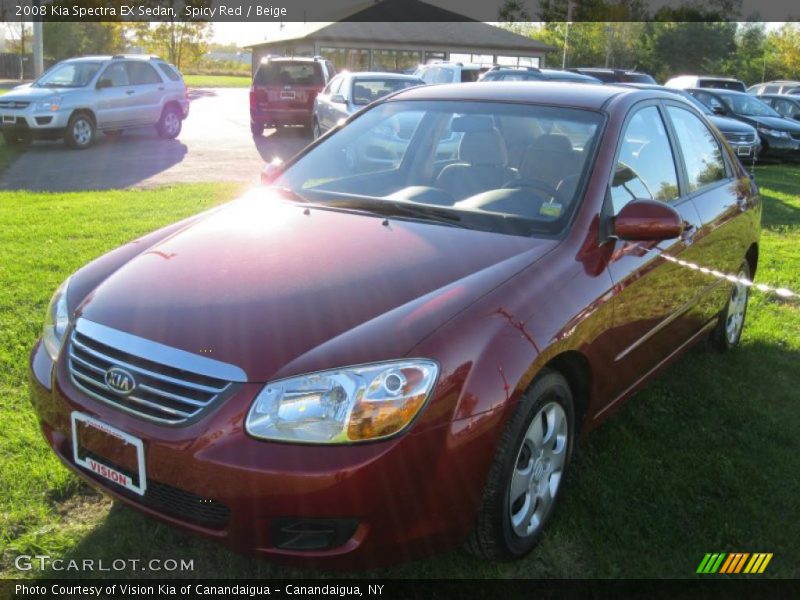 Spicy Red / Beige 2008 Kia Spectra EX Sedan