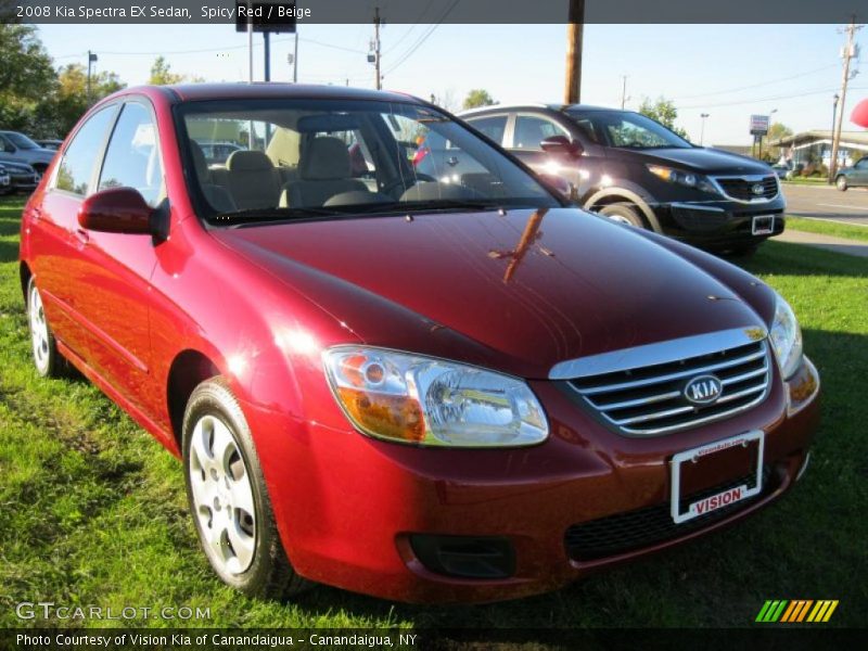 Spicy Red / Beige 2008 Kia Spectra EX Sedan