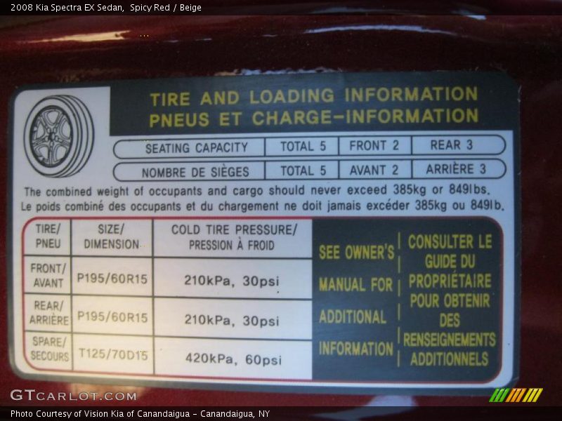 Spicy Red / Beige 2008 Kia Spectra EX Sedan
