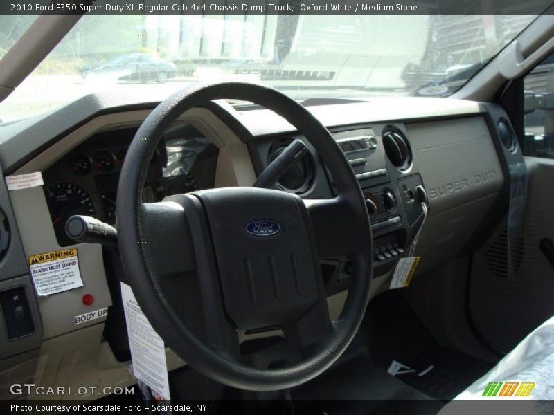 Oxford White / Medium Stone 2010 Ford F350 Super Duty XL Regular Cab 4x4 Chassis Dump Truck