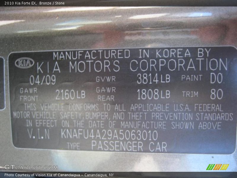 Bronze / Stone 2010 Kia Forte EX