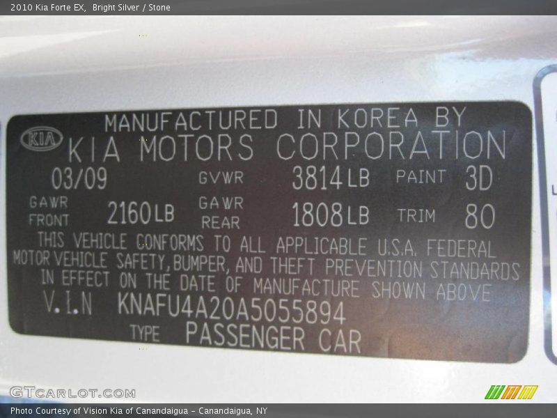 Bright Silver / Stone 2010 Kia Forte EX