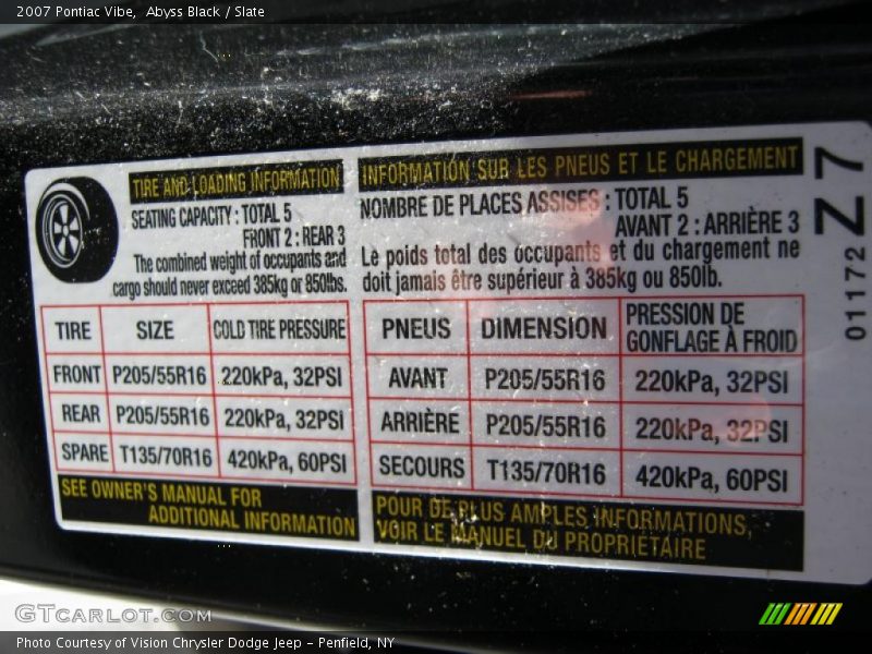 Abyss Black / Slate 2007 Pontiac Vibe