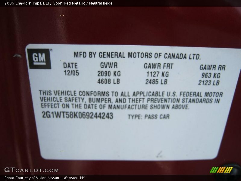 Sport Red Metallic / Neutral Beige 2006 Chevrolet Impala LT