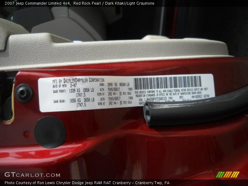 Red Rock Pearl / Dark Khaki/Light Graystone 2007 Jeep Commander Limited 4x4