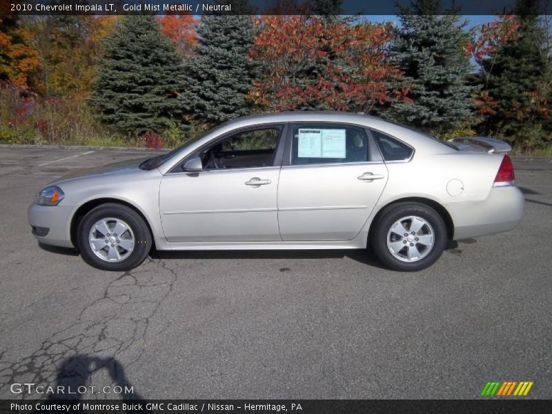 Gold Mist Metallic / Neutral 2010 Chevrolet Impala LT