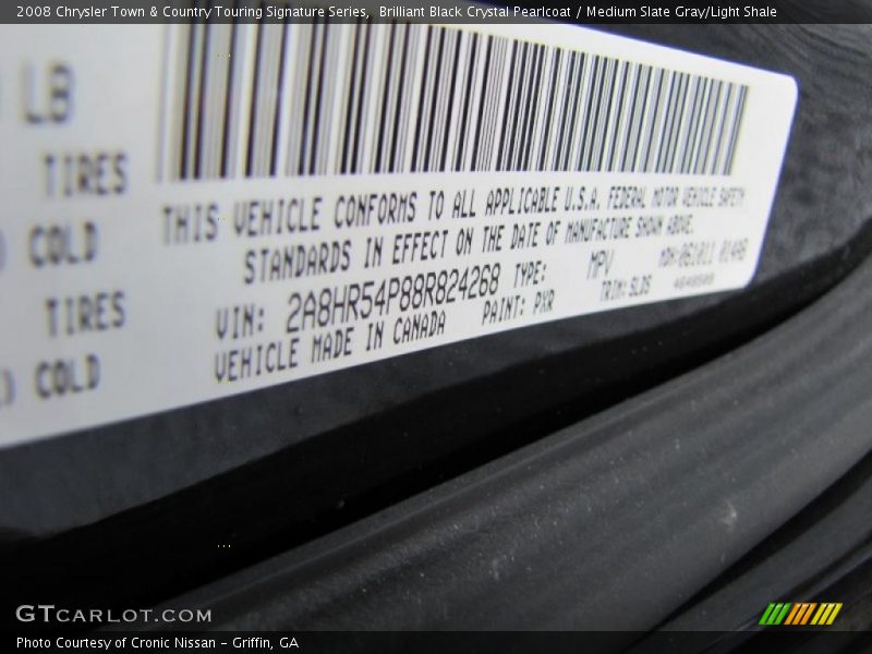 Brilliant Black Crystal Pearlcoat / Medium Slate Gray/Light Shale 2008 Chrysler Town & Country Touring Signature Series