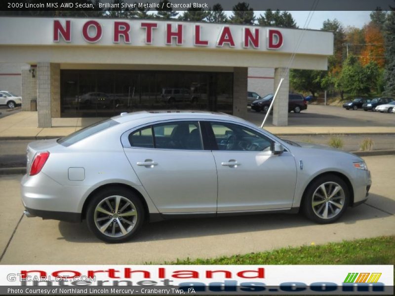 Brilliant Silver Metallic / Charcoal Black 2009 Lincoln MKS AWD Sedan