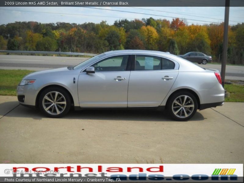 Brilliant Silver Metallic / Charcoal Black 2009 Lincoln MKS AWD Sedan