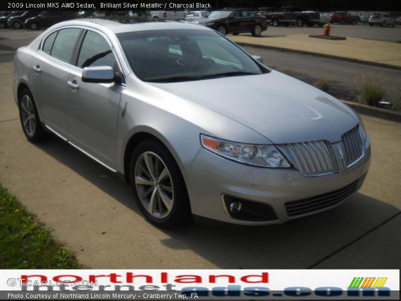 Brilliant Silver Metallic / Charcoal Black 2009 Lincoln MKS AWD Sedan