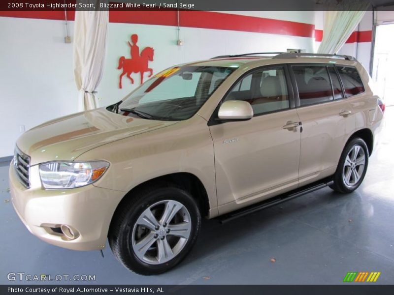 Blizzard White Pearl / Sand Beige 2008 Toyota Highlander Sport