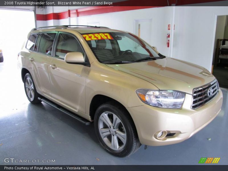 Blizzard White Pearl / Sand Beige 2008 Toyota Highlander Sport