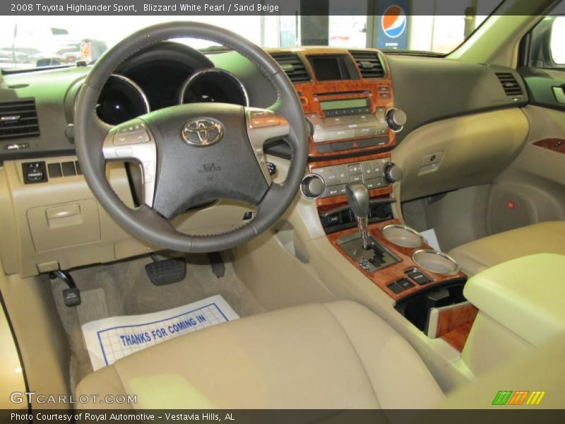 Blizzard White Pearl / Sand Beige 2008 Toyota Highlander Sport
