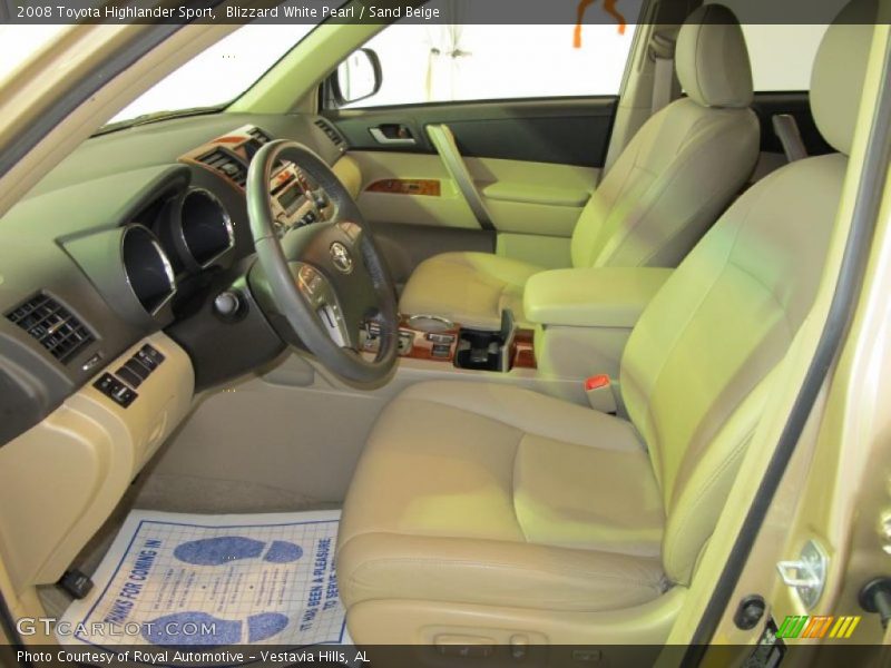 Blizzard White Pearl / Sand Beige 2008 Toyota Highlander Sport