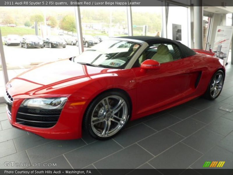 Brilliant Red / Luxor Beige Nappa Leather 2011 Audi R8 Spyder 5.2 FSI quattro