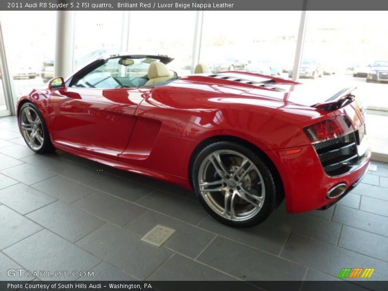 Brilliant Red / Luxor Beige Nappa Leather 2011 Audi R8 Spyder 5.2 FSI quattro