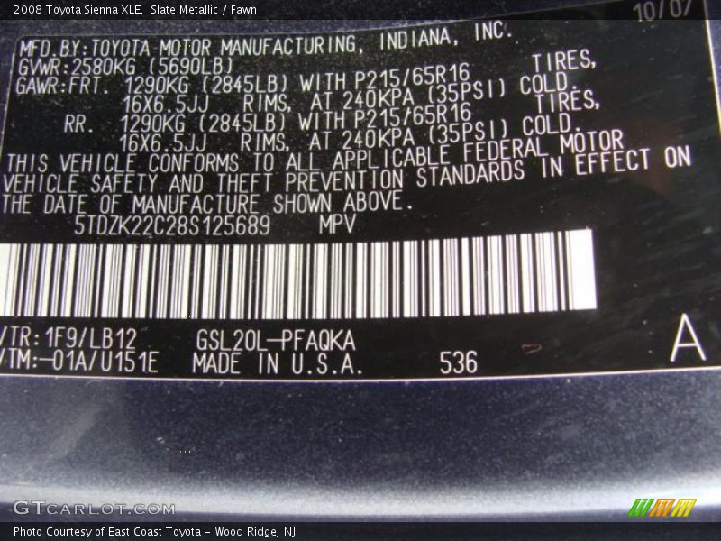 Slate Metallic / Fawn 2008 Toyota Sienna XLE