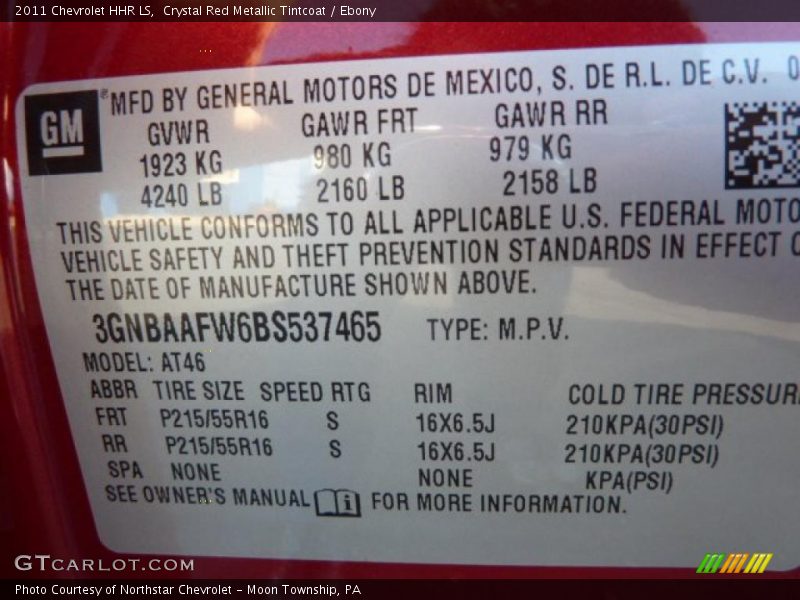Crystal Red Metallic Tintcoat / Ebony 2011 Chevrolet HHR LS