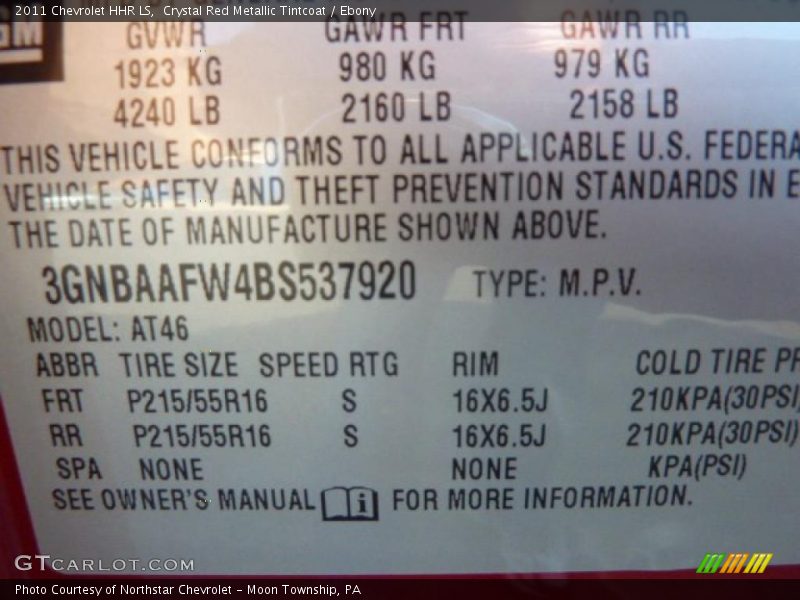 Crystal Red Metallic Tintcoat / Ebony 2011 Chevrolet HHR LS