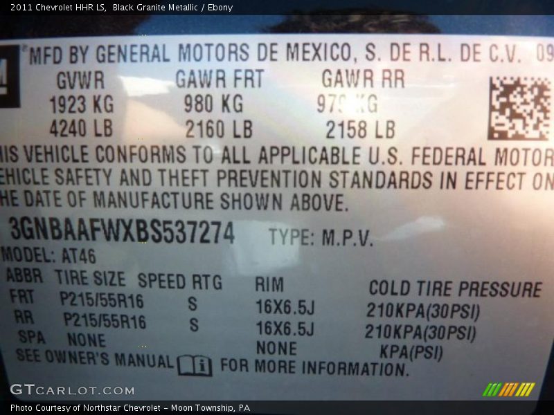 Black Granite Metallic / Ebony 2011 Chevrolet HHR LS