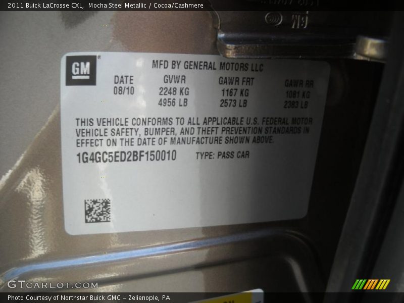 Mocha Steel Metallic / Cocoa/Cashmere 2011 Buick LaCrosse CXL