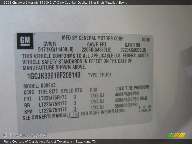 Silver Birch Metallic / Ebony 2008 Chevrolet Silverado 3500HD LT Crew Cab 4x4 Dually