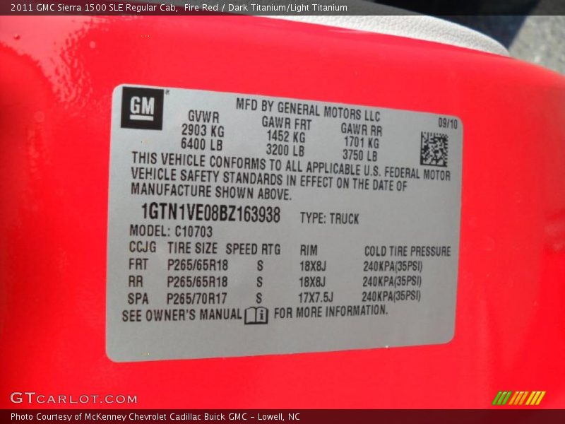 Fire Red / Dark Titanium/Light Titanium 2011 GMC Sierra 1500 SLE Regular Cab