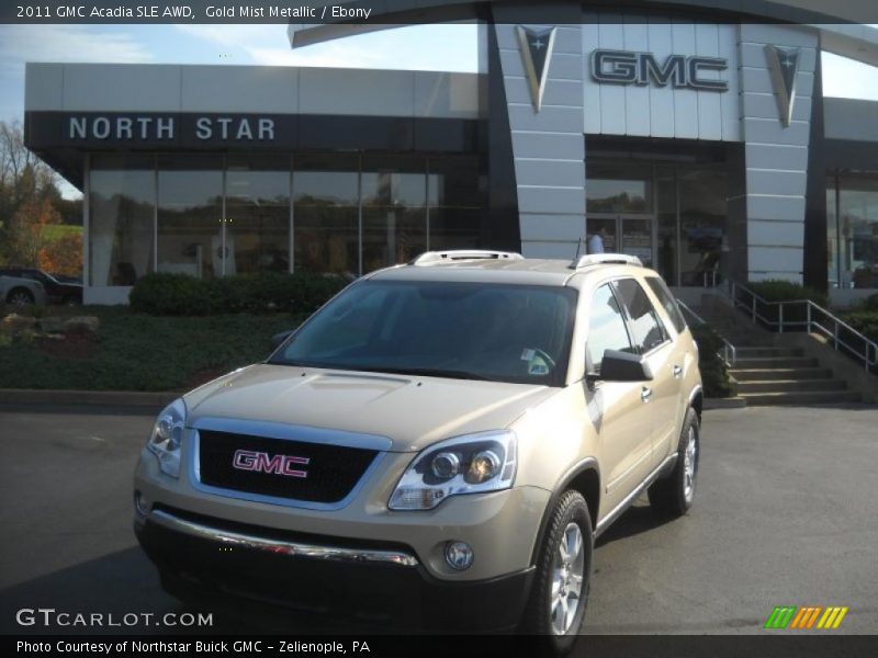 Gold Mist Metallic / Ebony 2011 GMC Acadia SLE AWD