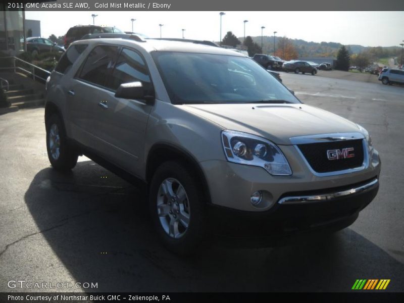 Gold Mist Metallic / Ebony 2011 GMC Acadia SLE AWD