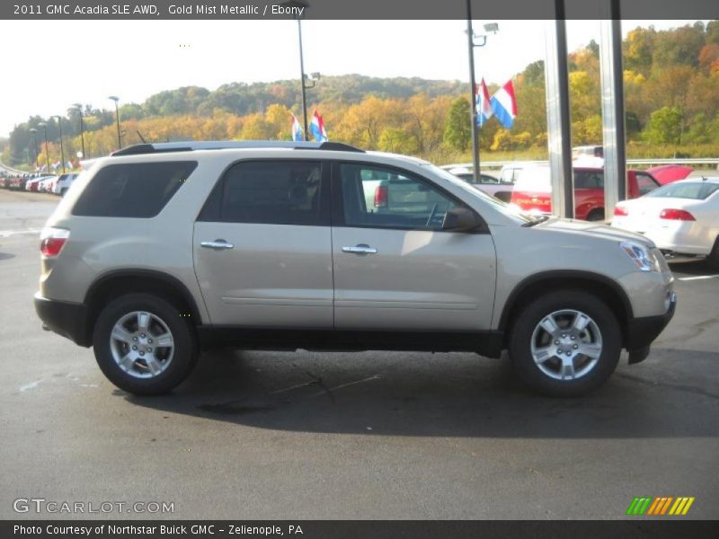 Gold Mist Metallic / Ebony 2011 GMC Acadia SLE AWD