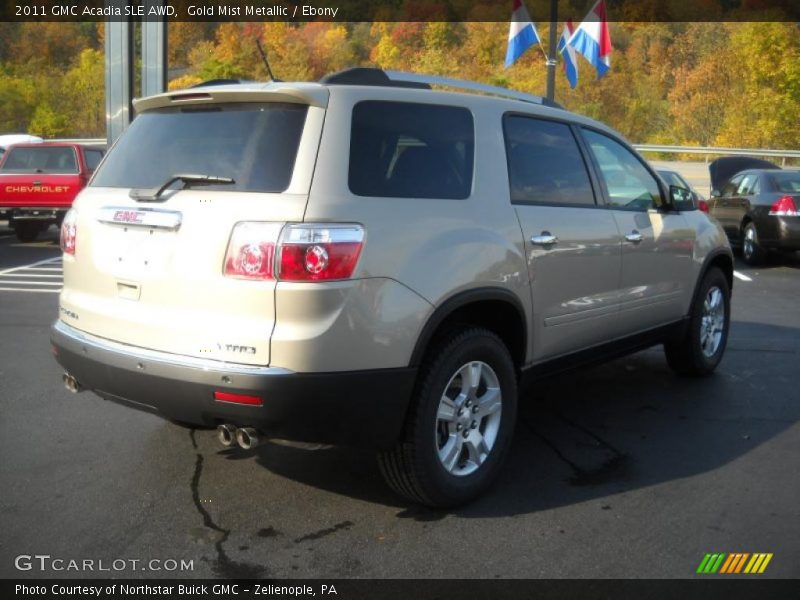 Gold Mist Metallic / Ebony 2011 GMC Acadia SLE AWD
