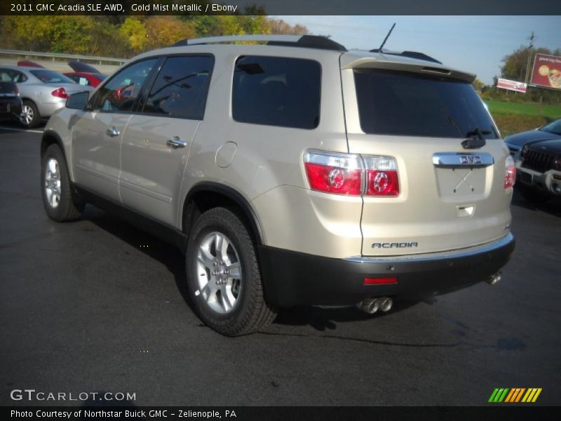Gold Mist Metallic / Ebony 2011 GMC Acadia SLE AWD