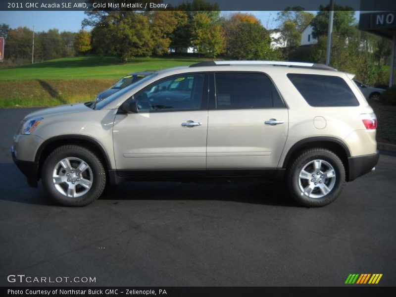 Gold Mist Metallic / Ebony 2011 GMC Acadia SLE AWD
