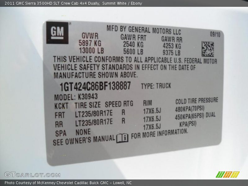 Summit White / Ebony 2011 GMC Sierra 3500HD SLT Crew Cab 4x4 Dually