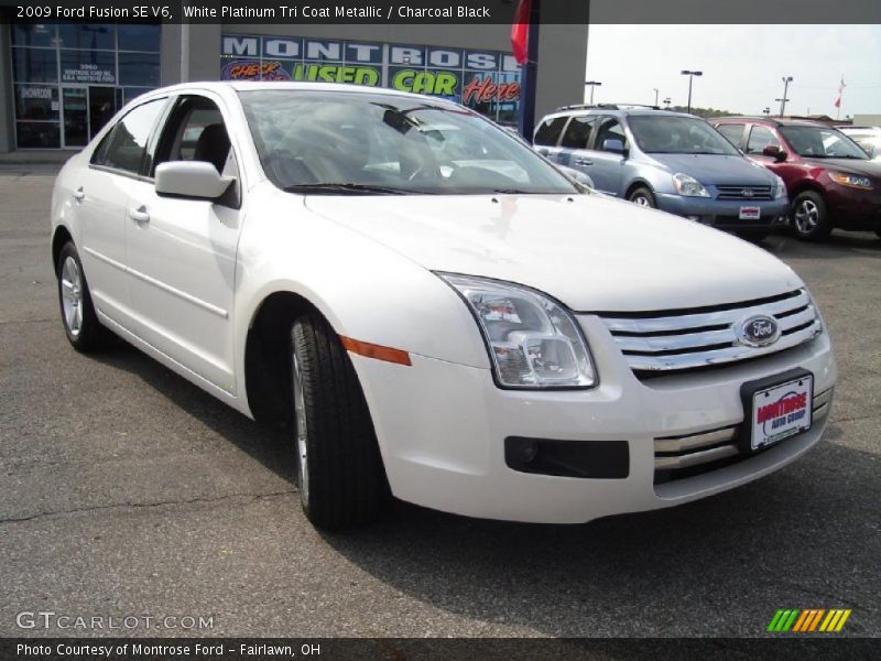 White Platinum Tri Coat Metallic / Charcoal Black 2009 Ford Fusion SE V6