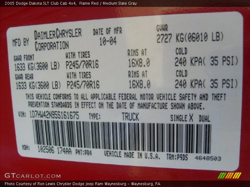 Flame Red / Medium Slate Gray 2005 Dodge Dakota SLT Club Cab 4x4