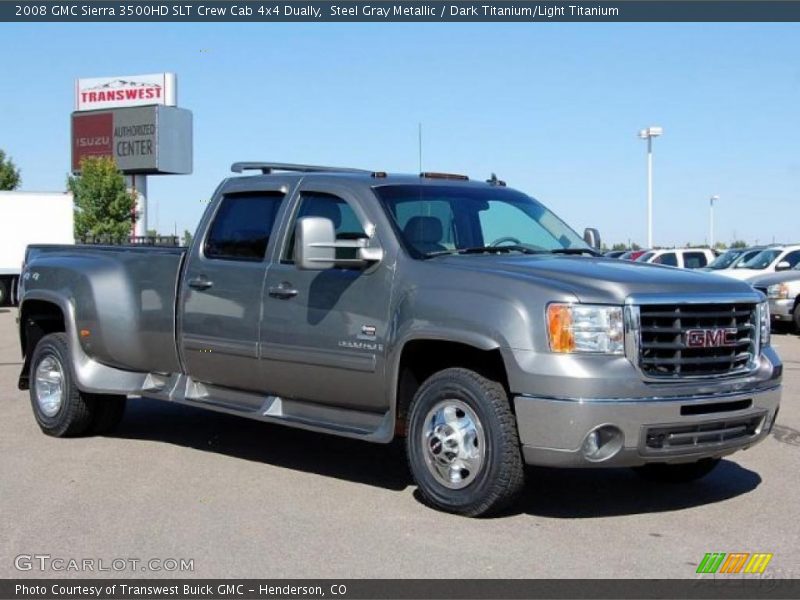 Steel Gray Metallic / Dark Titanium/Light Titanium 2008 GMC Sierra 3500HD SLT Crew Cab 4x4 Dually
